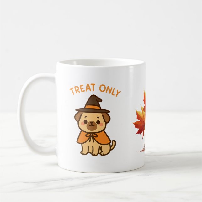 Funny Halloween Pug Witch Coffee Mug (Left)