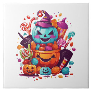 funny halloween pumpkin ceramic tile