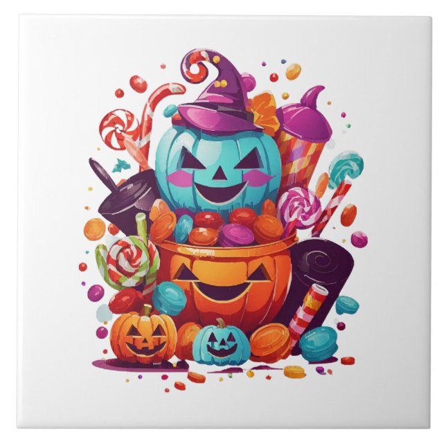 funny halloween pumpkin ceramic tile (Front)
