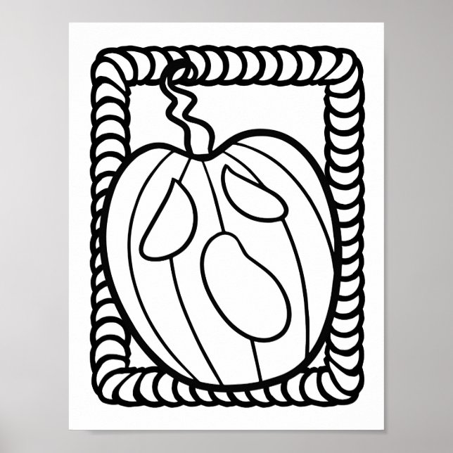 Funny Halloween Pumpkin Colouring Page Poster (Front)