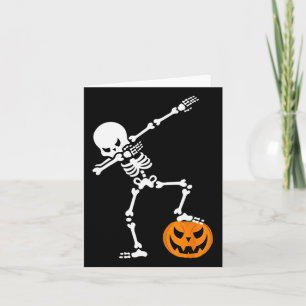 Funny Halloween Pumpkin Dabbing Skeleton For Men W Card