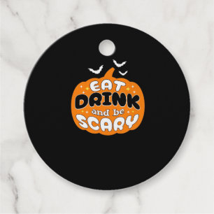Funny Halloween Pumpkin Eat Drink And Be Scary Ess Favour Tags