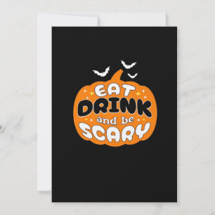 Funny Halloween Pumpkin Eat Drink And Be Scary Ess Holiday Card