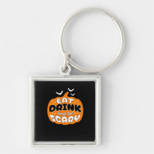 Funny Halloween Pumpkin Eat Drink And Be Scary Ess Key Ring
