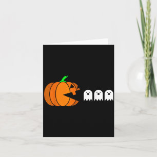 Funny Halloween Pumpkin Eating Ghost Gamer Men Card
