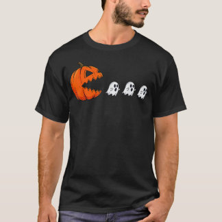 Funny Halloween Pumpkin Eating Ghost Gamer Men T-Shirt