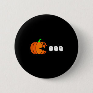 Funny Halloween Pumpkin Eating Ghost, Gamer Men Wo 6 Cm Round Badge