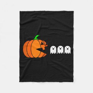Funny Halloween Pumpkin Eating Ghost, Gamer Men Wo Fleece Blanket