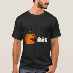 Funny Halloween Pumpkin Eating Ghost, Gamer Men Wo T-Shirt
