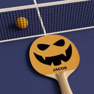 Funny Halloween Pumpkin Face Ping Pong Paddle