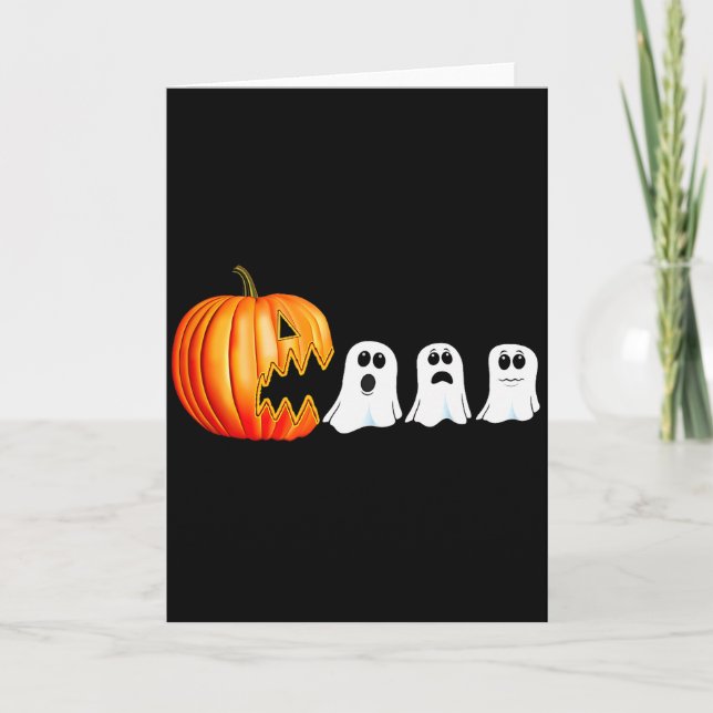 Funny Halloween Pumpkin Ghosts Jack O Lantern  Card (Front)