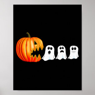 Funny Halloween Pumpkin Ghosts Jack O Lantern Poster