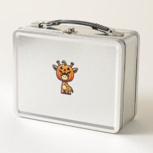 Funny Halloween Pumpkin Giraffe Autumn Helmet Hat Metal Lunch Box