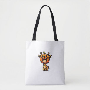 Funny Halloween Pumpkin Giraffe Autumn Helmet Hat Tote Bag