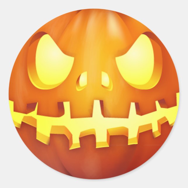 Funny Halloween Pumpkin Glowing Jack o lantern Classic Round Sticker (Front)