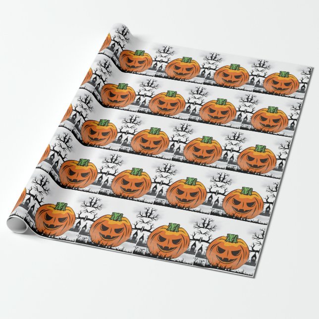 Funny Halloween Pumpkin Halloween Party decoration Wrapping Paper (Unrolled)