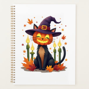 Funny Halloween Pumpkin Head Cat Lover Planner