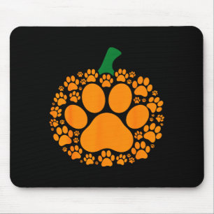 Funny Halloween Pumpkin Paw Print Dog Lover Cat  Mouse Pad
