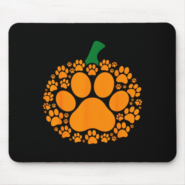 Funny Halloween Pumpkin Paw Print Dog Lover Cat  Mouse Pad (Front)