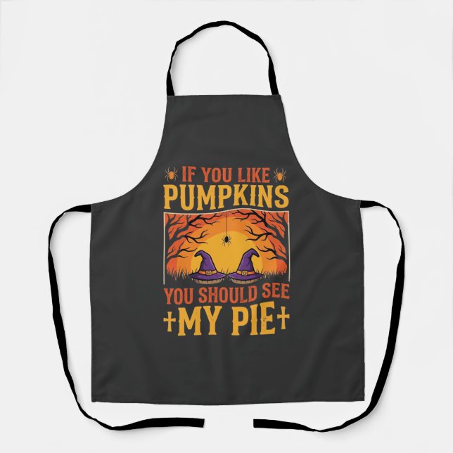 Funny Halloween Pumpkin Pie Witch Design_1 Apron (Front)