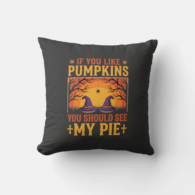 Funny Halloween Pumpkin Pie Witch Design_1 Cushion (Front)