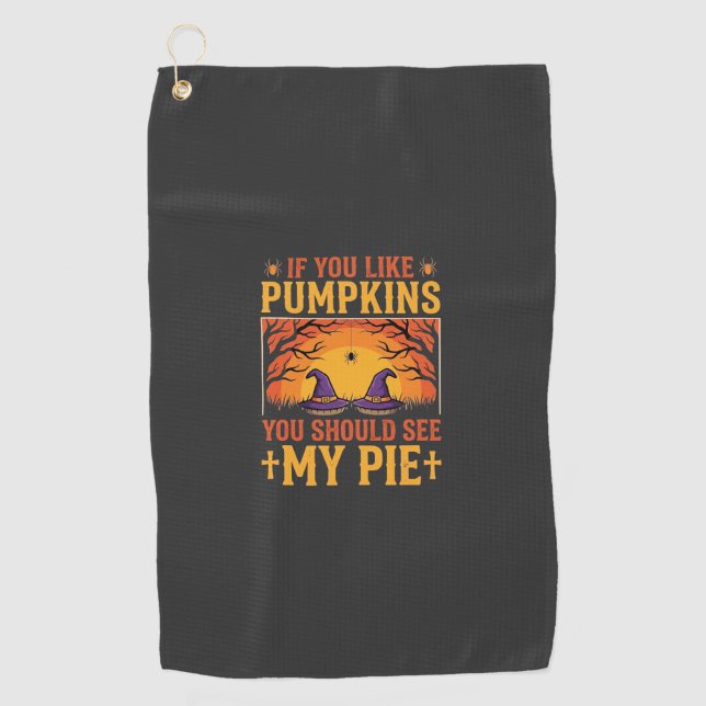 Funny Halloween Pumpkin Pie Witch Design_1 Golf Towel (Front)