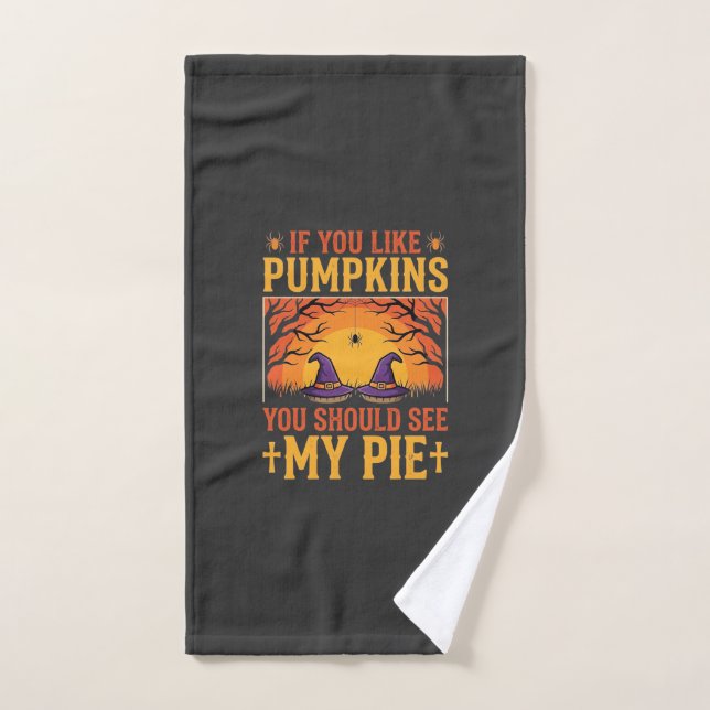 Funny Halloween Pumpkin Pie Witch Design_1 Hand Towel (Hand Towel)