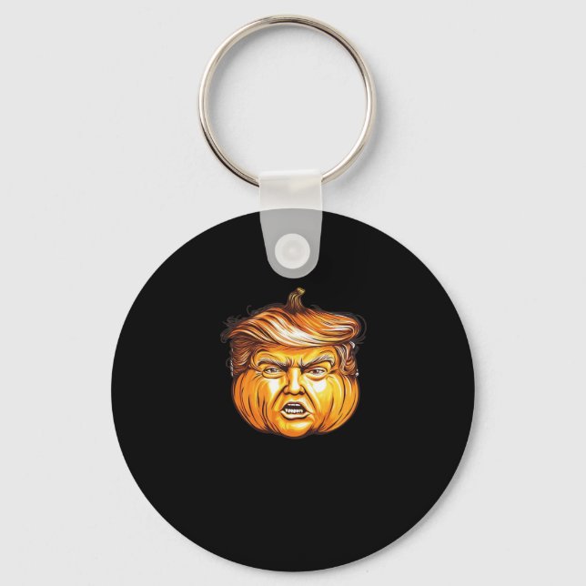 Funny Halloween Pumpkin Political Parody Donald Tr Key Ring (Front)