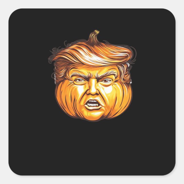 Funny Halloween Pumpkin Political Parody Donald Tr Square Sticker (Front)