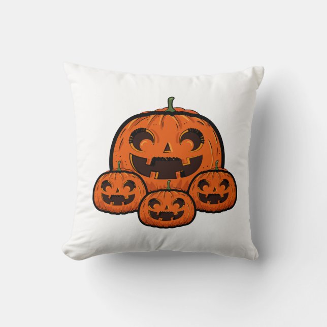 Funny Halloween Pumpkin, Spooky Halloween Cushion (Front)