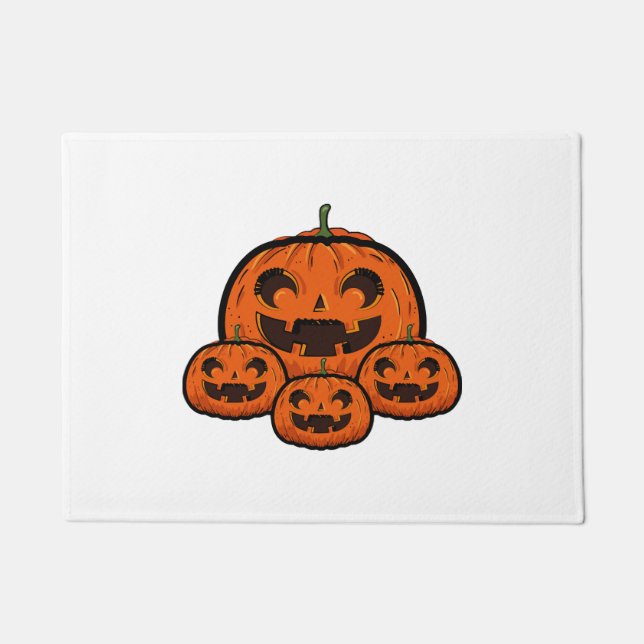 Funny Halloween Pumpkin, Spooky Halloween Doormat (Front)
