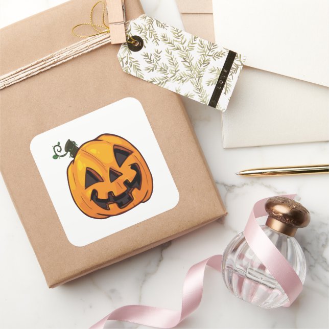 Funny Halloween Pumpkin  Square Sticker (Gifting)