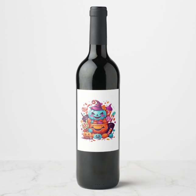 funny halloween pumpkin wine label (Front)