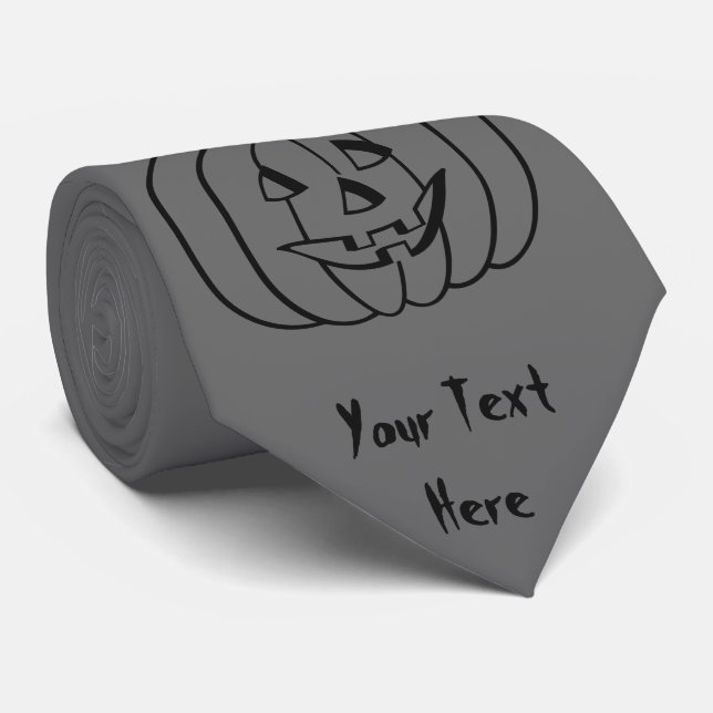 Funny Halloween pumpkin with cut out face fun Tie (Rolled)