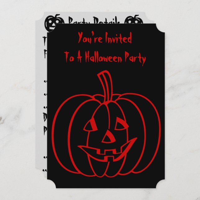Funny Halloween pumpkin with cut out face Invitation (Front/Back)