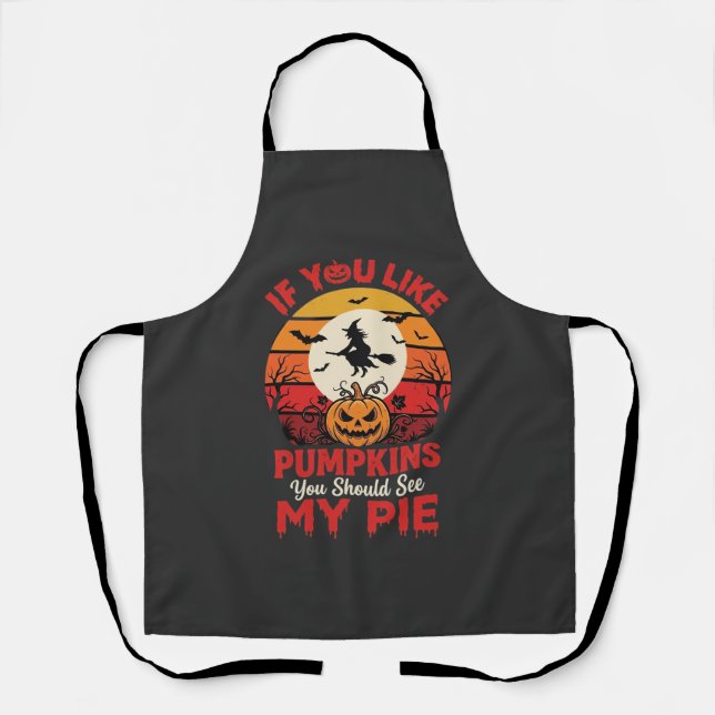 Funny Halloween Pumpkins Pie Design_1 Apron (Front)