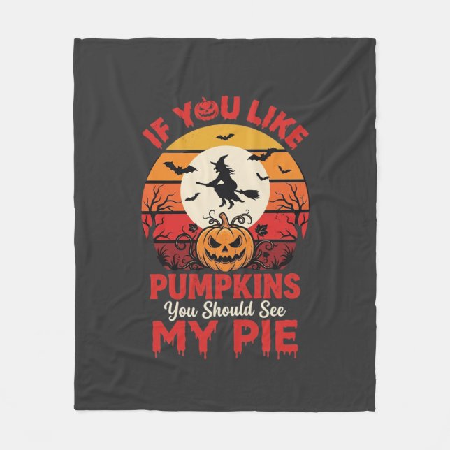 Funny Halloween Pumpkins Pie Design_1 Fleece Blanket (Front)