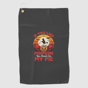 Funny Halloween Pumpkins Pie Design_1 Golf Towel