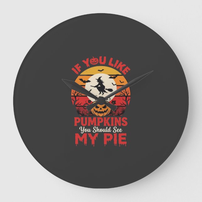 Funny Halloween Pumpkins Pie Design_1 Large Clock (Front)
