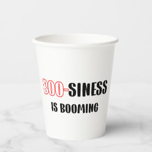 Funny Halloween Pun - Boo-siness Is Booming  Paper Cups