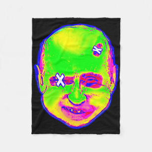 Funny Halloween Putin Clown 1980s Retro Art Ukrain Fleece Blanket