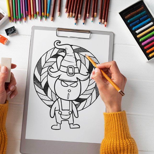 Funny Halloween Rabbit Colouring Page Poster (Creator Uploaded)