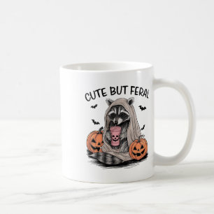 Funny Halloween Racoon With Pumpkins Bats - Cute Coffee Mug