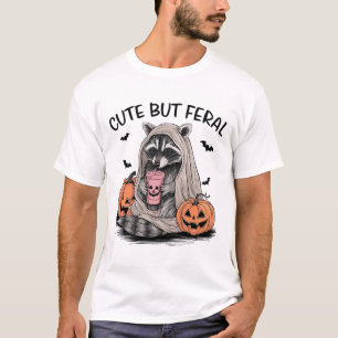 Funny Halloween Racoon With Pumpkins Ts - Cute Bu T-Shirt