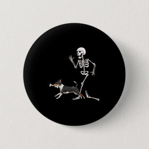 Funny Halloween Rat Terrier And Skeleton 6 Cm Round Badge
