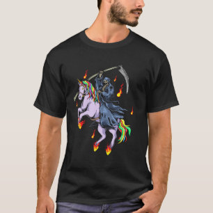 Funny Halloween Reaper rides Unicorn T-Shirt