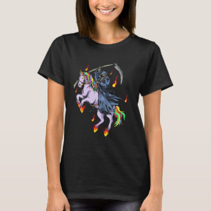 Funny Halloween Reaper rides Unicorn T-Shirt