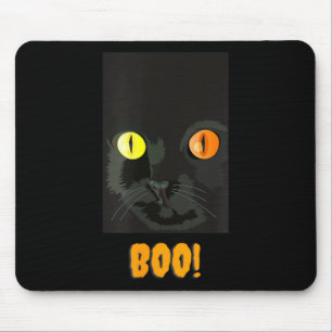 Funny Halloween Retro Black Cat Boo Silhouette Mouse Pad