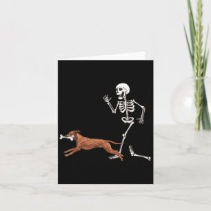 Funny Halloween Rhodesian Ridgeback And Skeleton Card