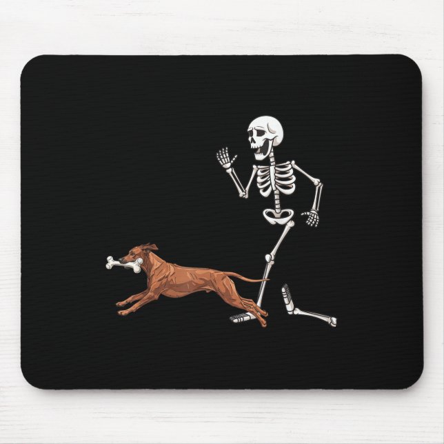 Funny Halloween Rhodesian Ridgeback And Skeleton  Mouse Pad (Front)